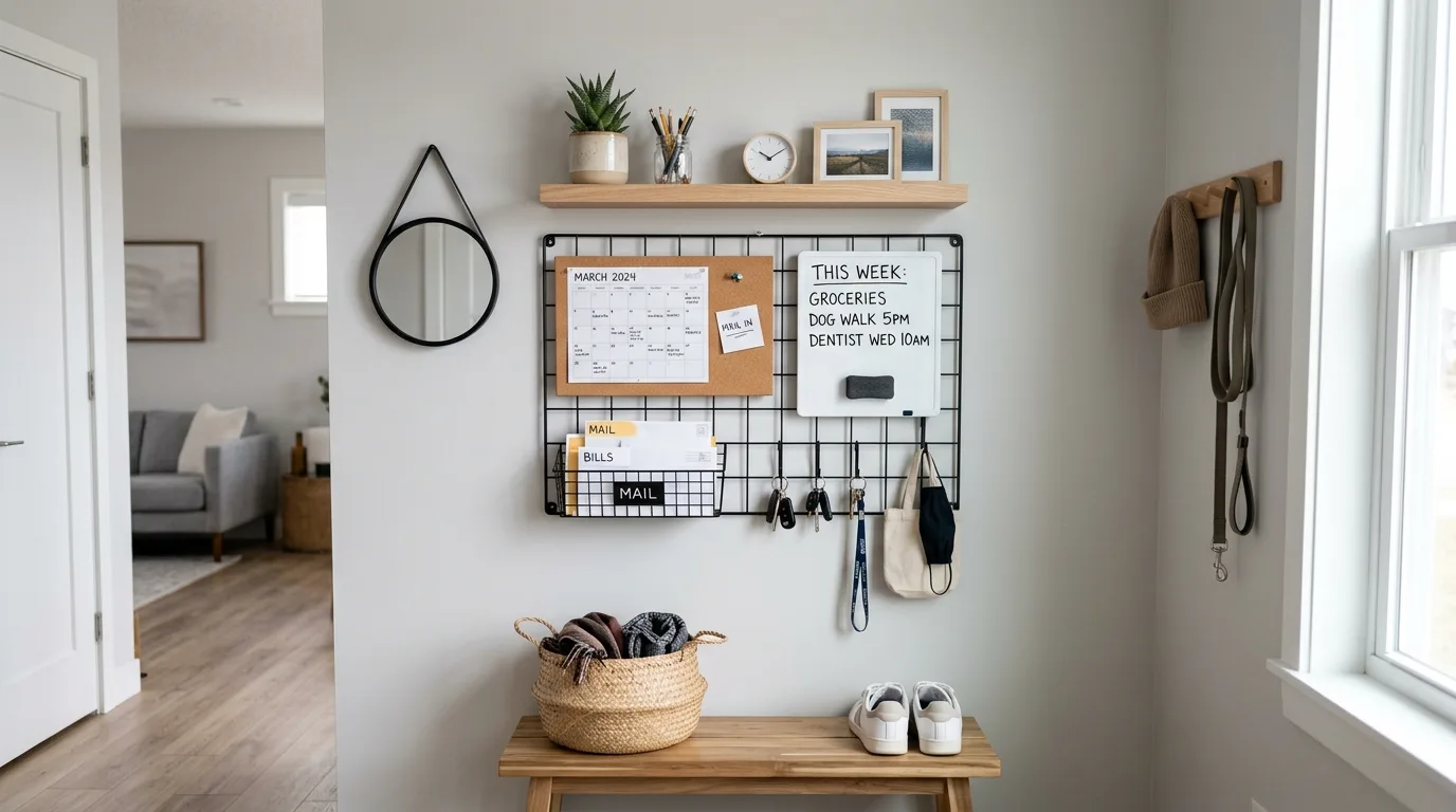 Keep chargers and tech accessories contained and reachable inspiration for a home command center.